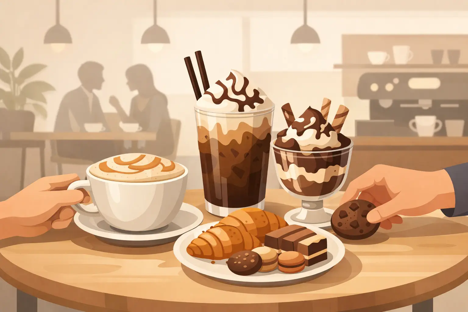 Cafés para compartilhar em cafeteria