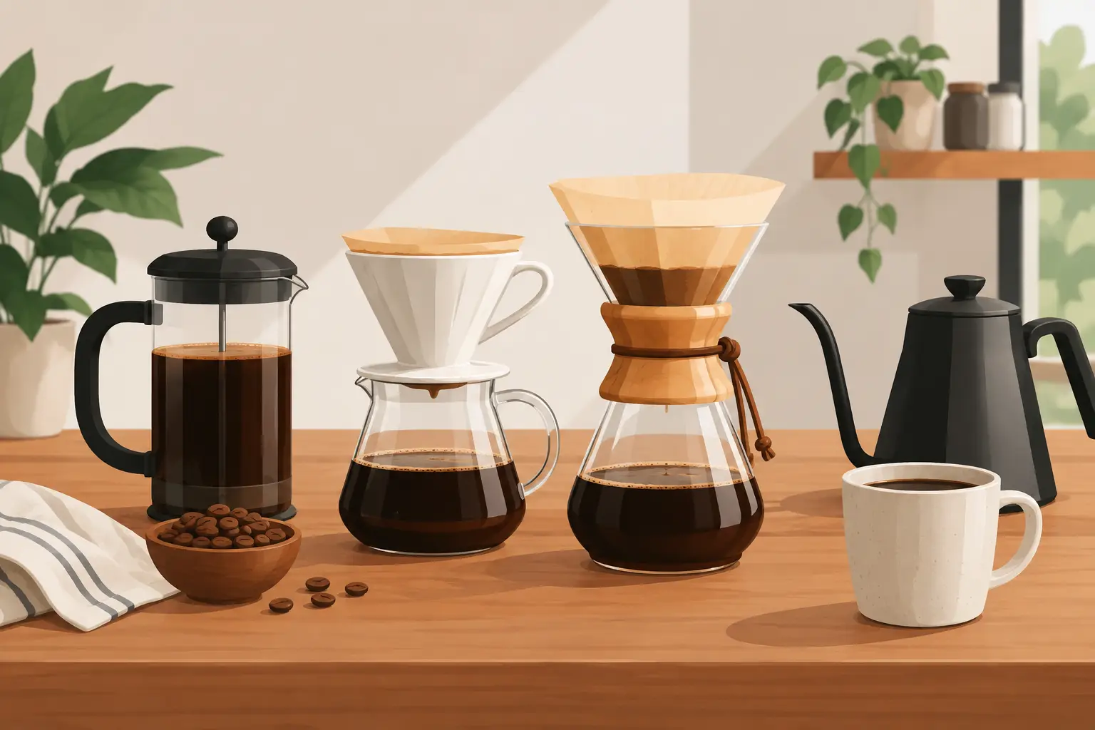 Guia de métodos filtrados para cafés de casa